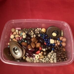 391 of mostly wooden beads for jewelry making or craft